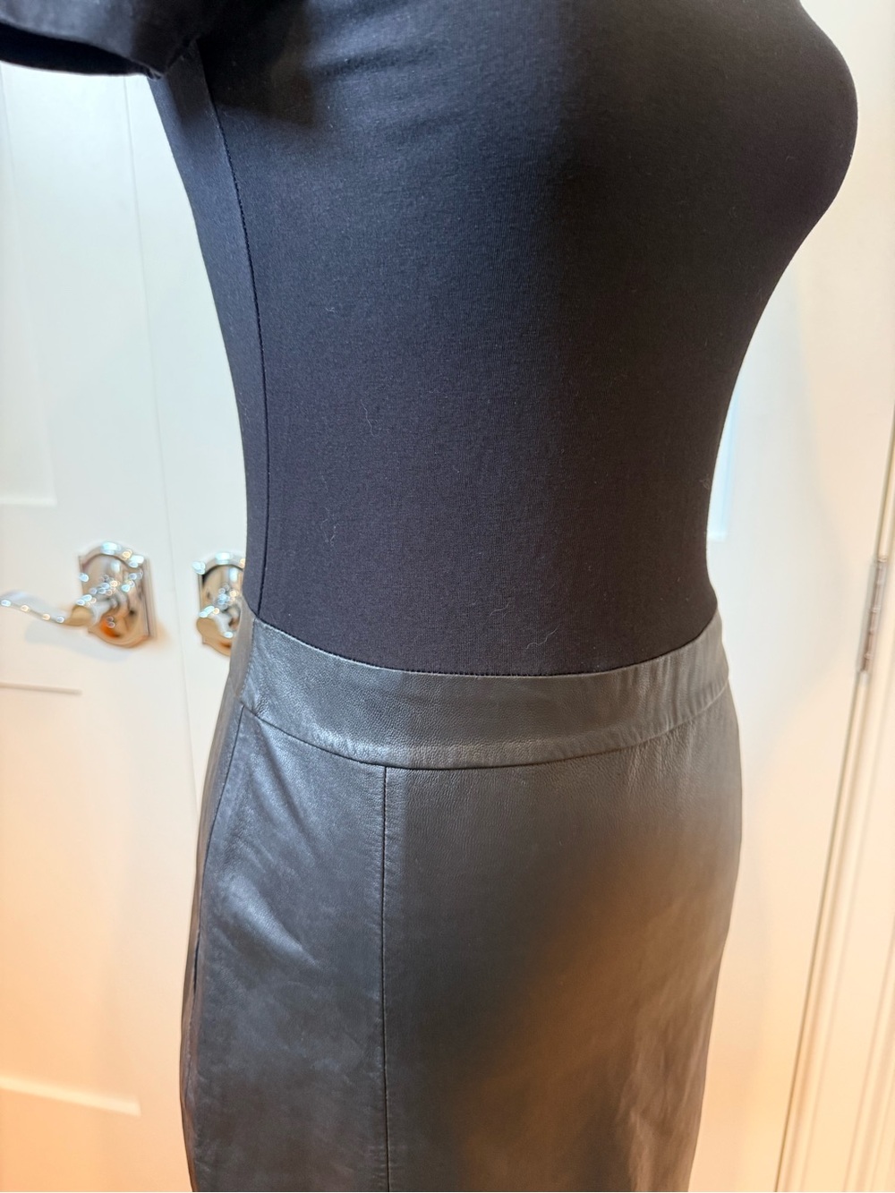 Theory Solara Black Leather/Knit Dress - Picture 12 of 13